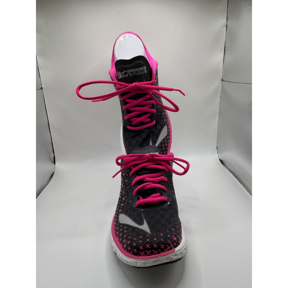 Brooks PureFlow 5 Womens Running Shoes Black Pink Low Top Sneakers size 7.5